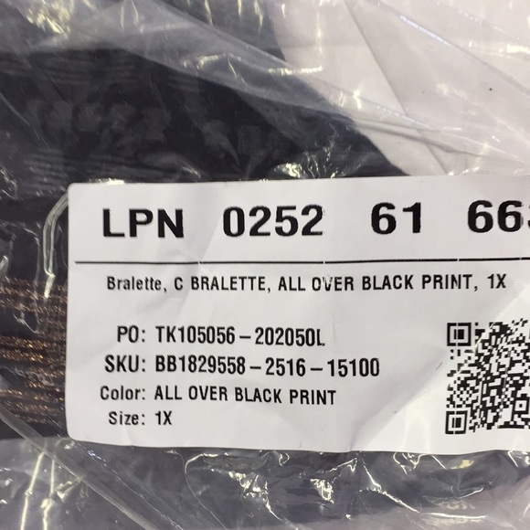 NWT Savage Fenty Women's Bralette Bra in All Over Black Print Size 1X NWT - Picture 7 of 9